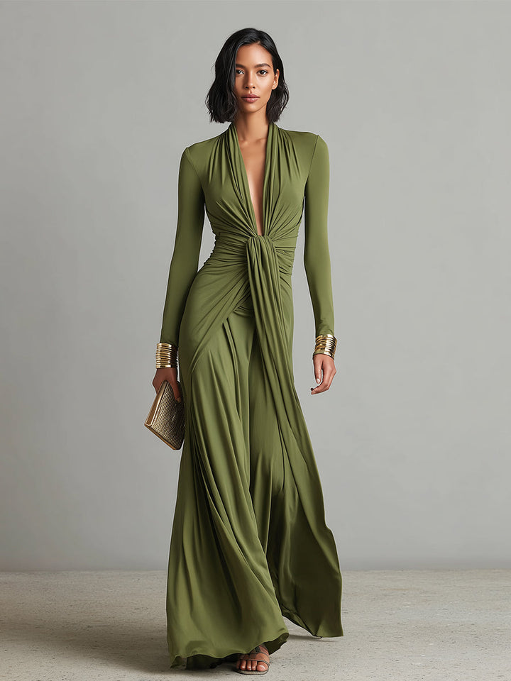 Robe maxi en soie Oliv à décolleté en V