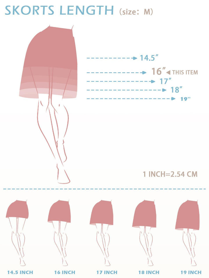 Jupe-short taille haute basique de 16 pouces UPF50+