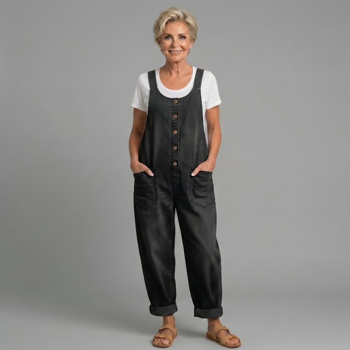 Saylor - Salopettes en denim coton lavé vintage