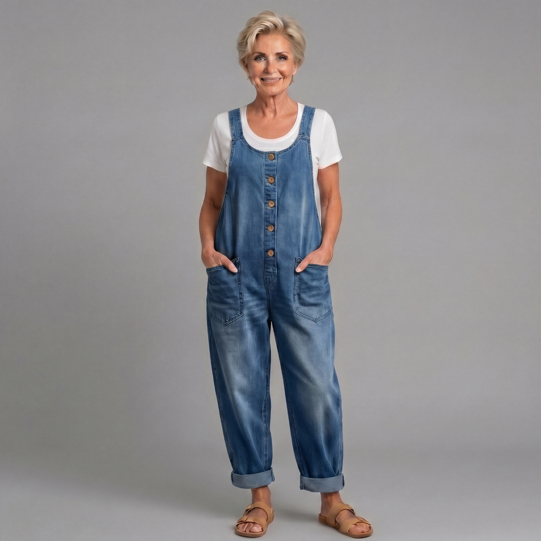 Saylor - Salopettes en denim coton lavé vintage
