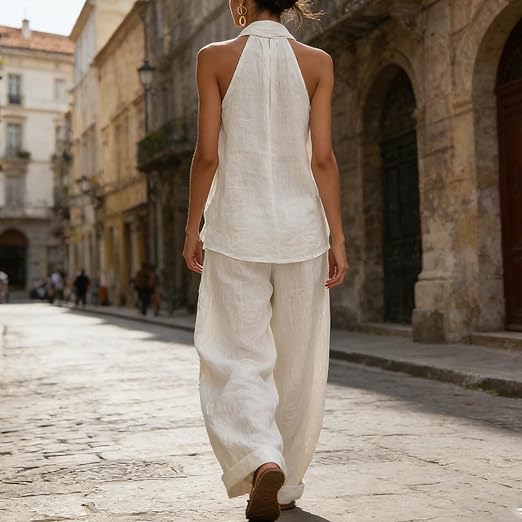 Ainhoa | Ensemble en deux pièces à texture de lin