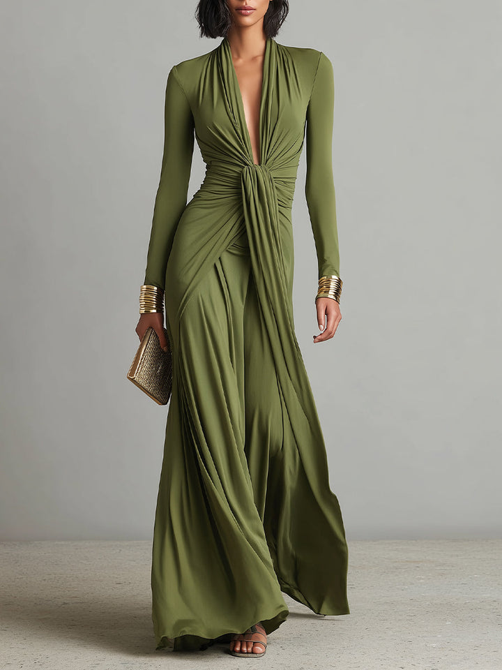 Robe maxi en soie Oliv à décolleté en V