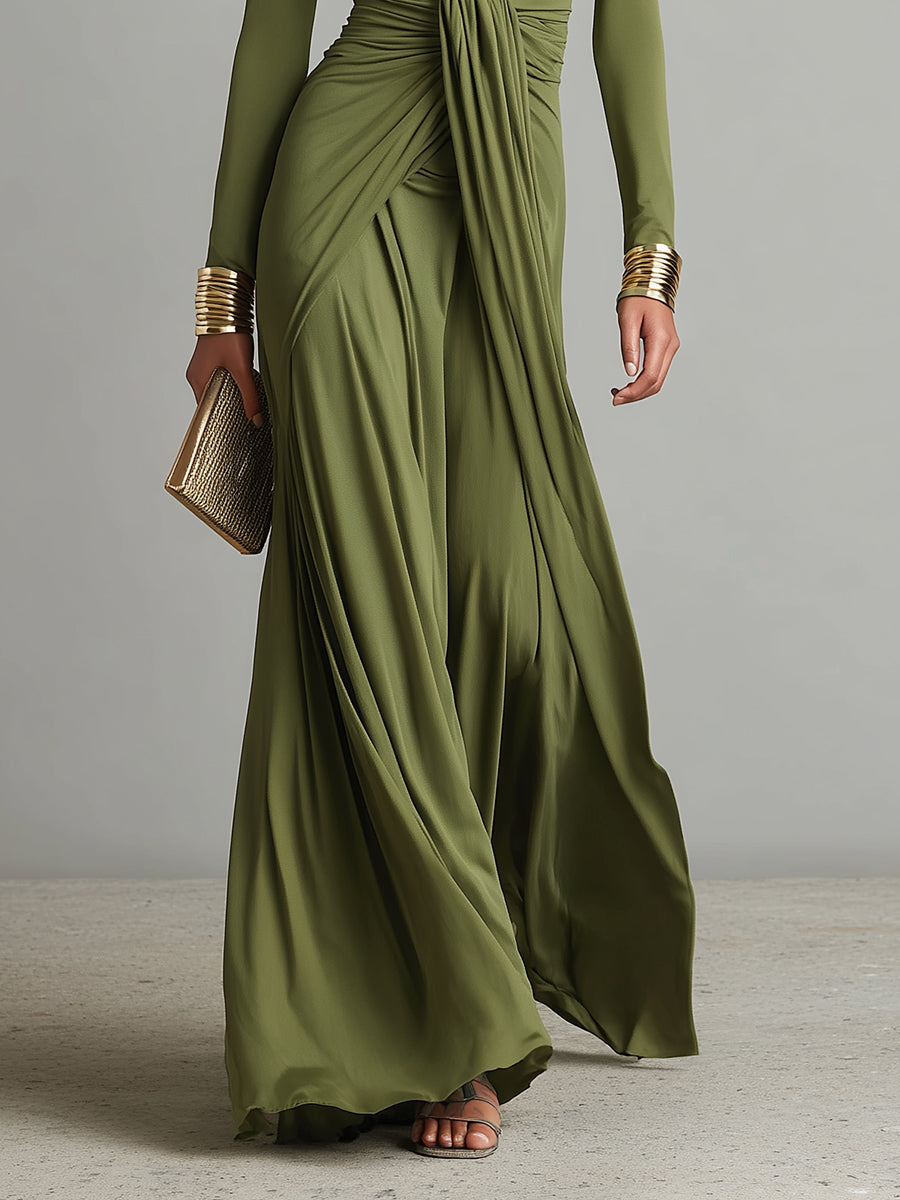 Robe maxi en soie Oliv à décolleté en V
