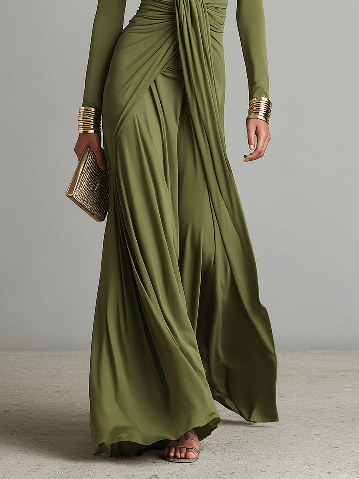 Robe maxi en soie Oliv à décolleté en V