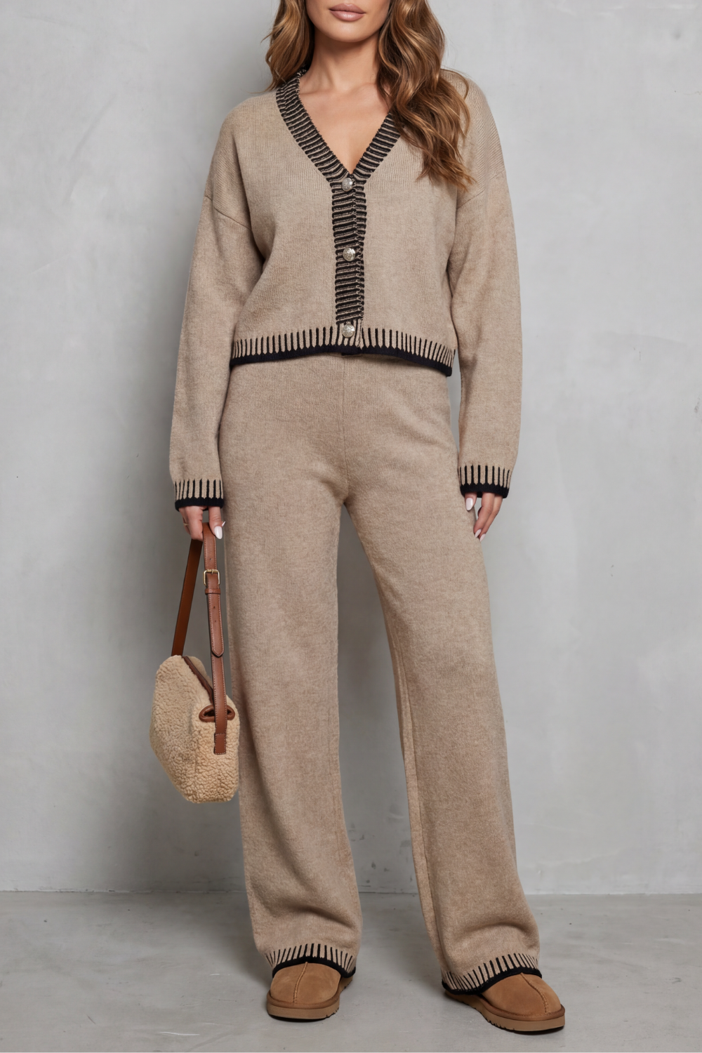 Cerivelle – finitions contrastées – ensemble de vêtements de détente en maille