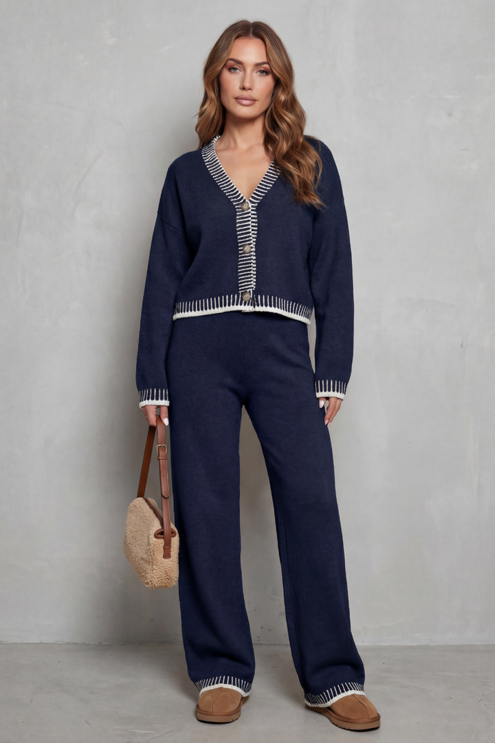Cerivelle – finitions contrastées – ensemble de vêtements de détente en maille