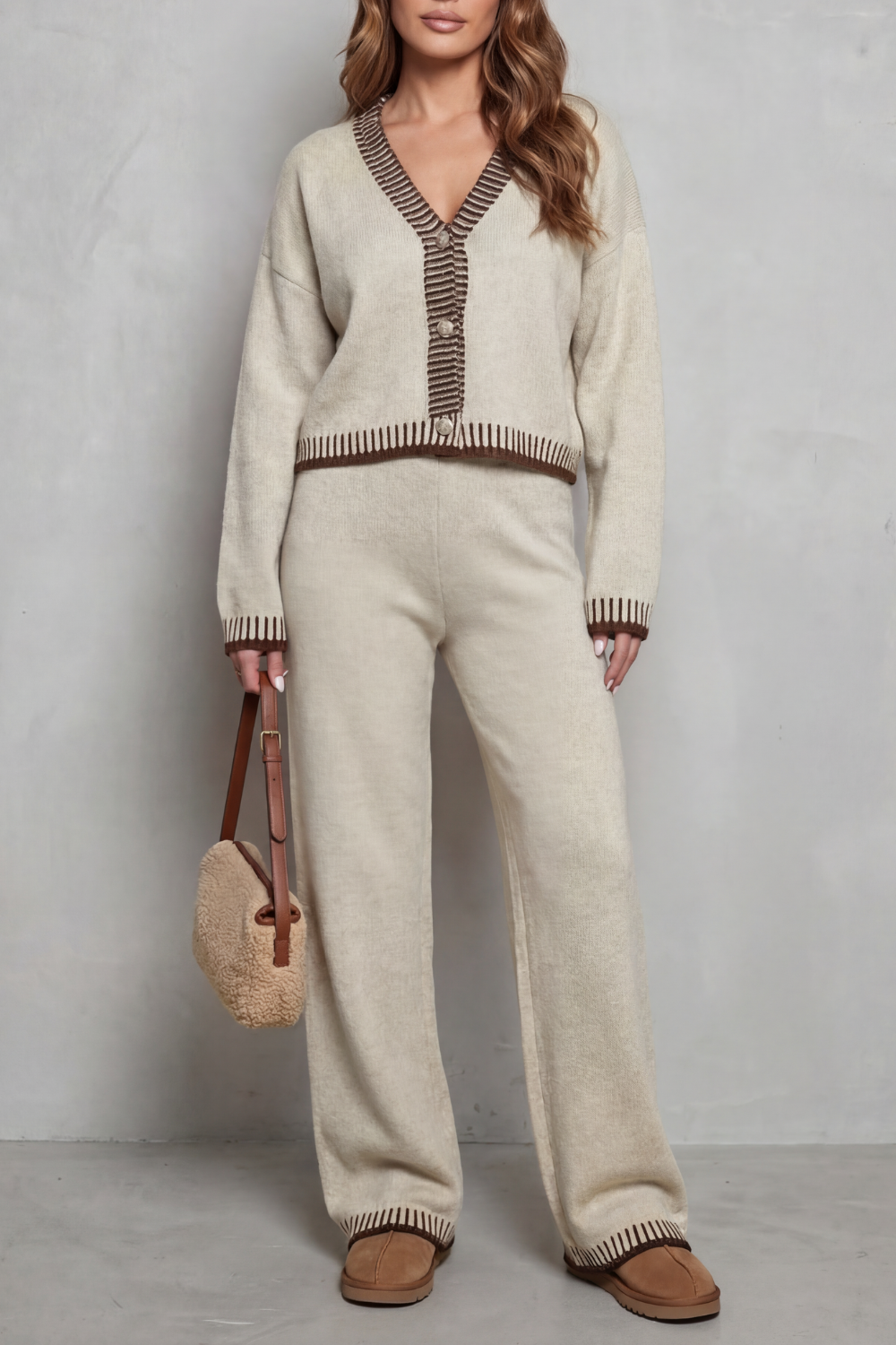 Cerivelle – finitions contrastées – ensemble de vêtements de détente en maille