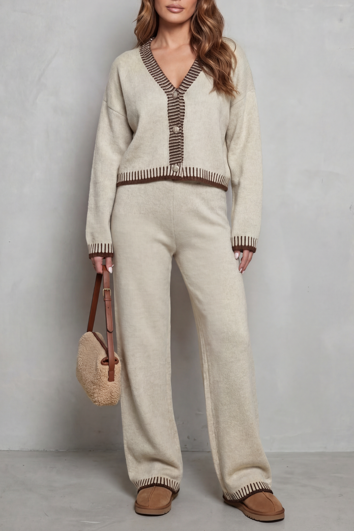 Cerivelle – finitions contrastées – ensemble de vêtements de détente en maille