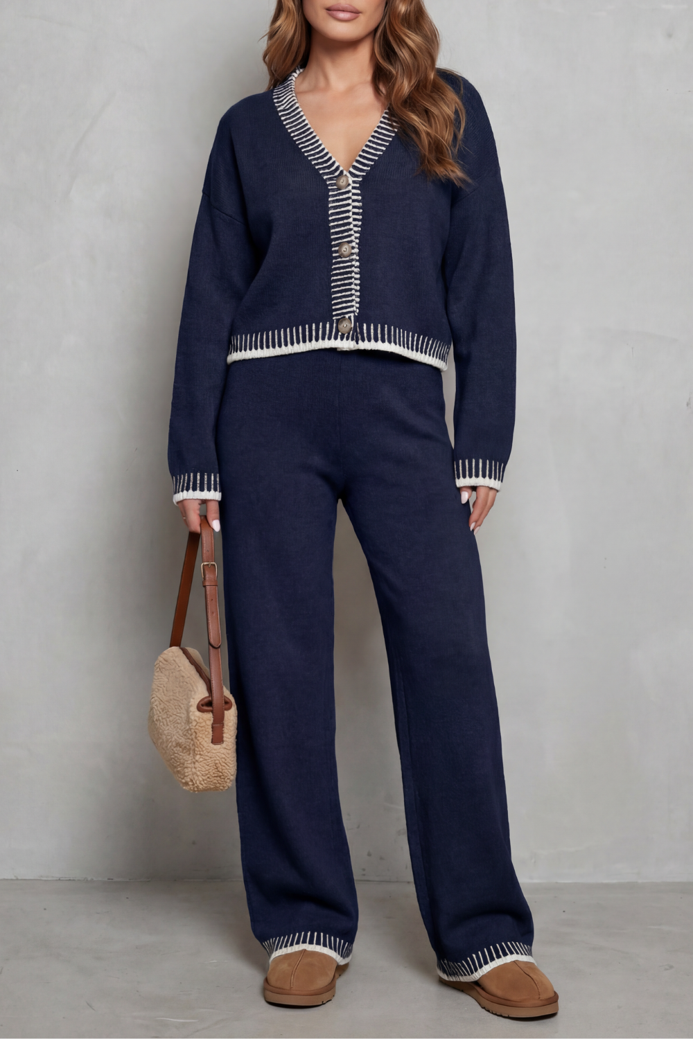 Cerivelle – finitions contrastées – ensemble de vêtements de détente en maille