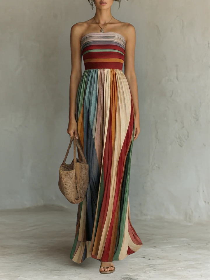 Robe longue multicolore sans manches