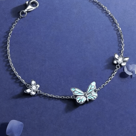 Bracelet papillon bleu lumineux