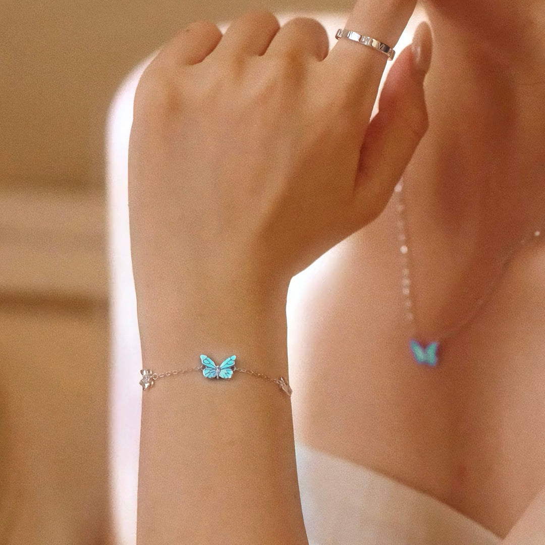 Bracelet papillon bleu lumineux