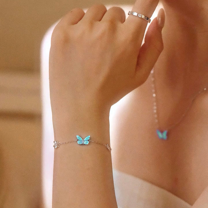 Bracelet papillon bleu lumineux