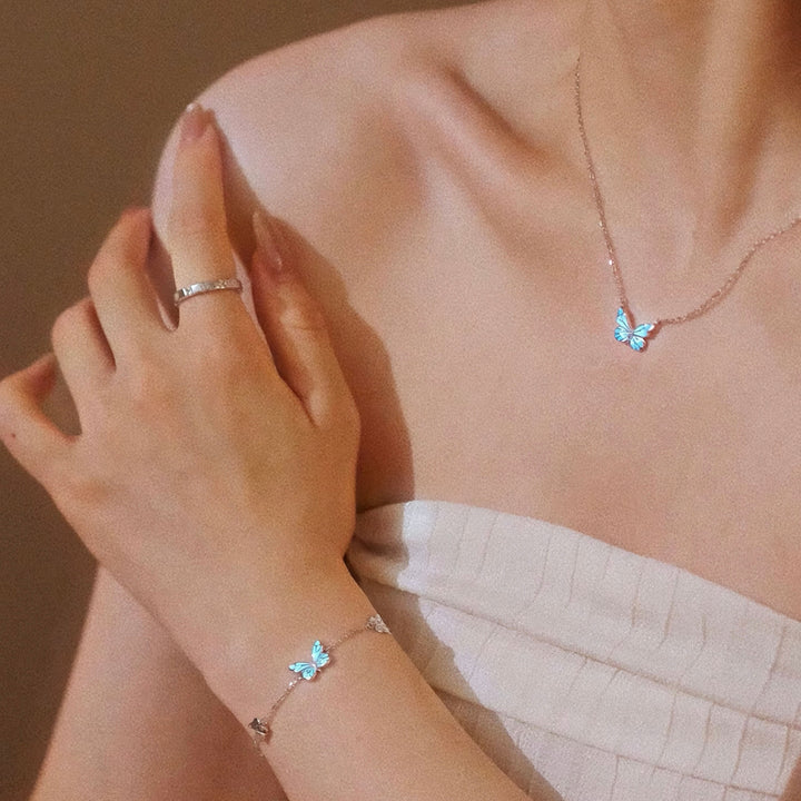 Bracelet papillon bleu lumineux