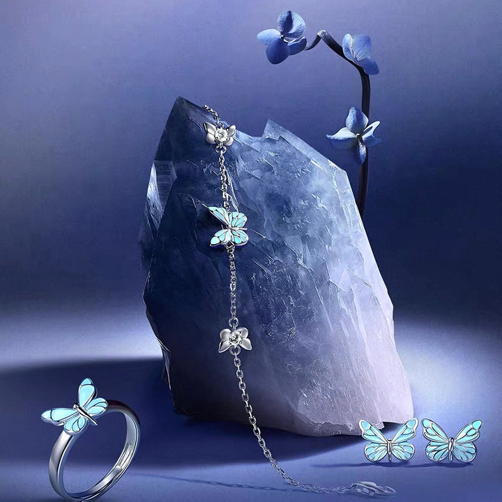 Bracelet papillon bleu lumineux