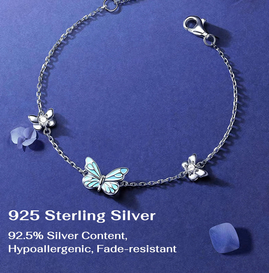 Bracelet papillon bleu lumineux