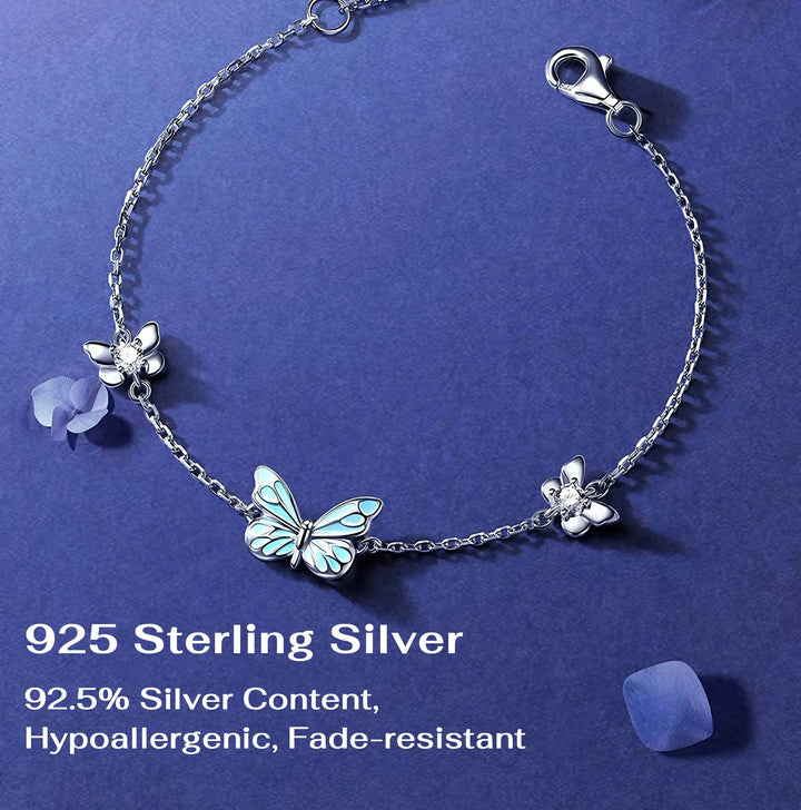 Bracelet papillon bleu lumineux