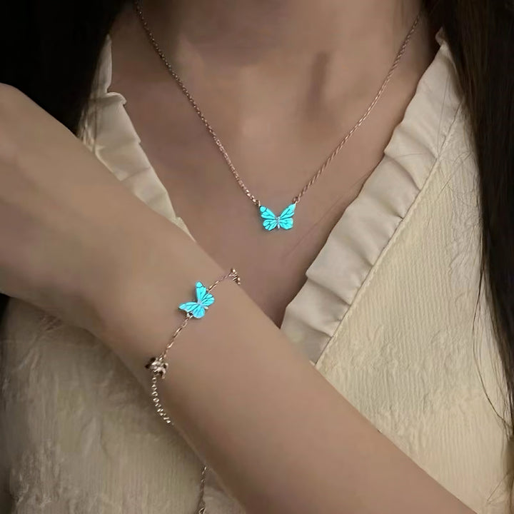 Bracelet papillon bleu lumineux