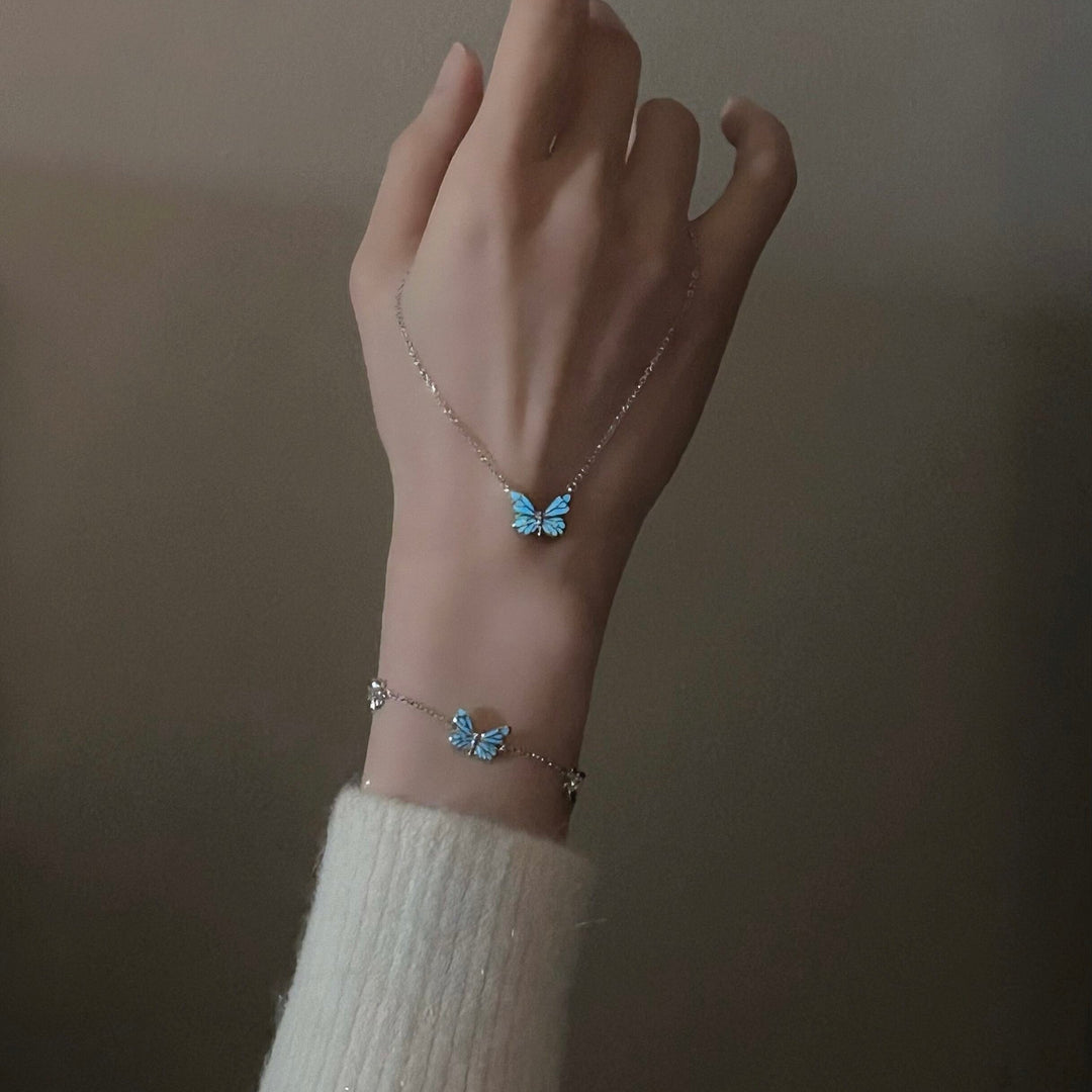 Bracelet papillon bleu lumineux