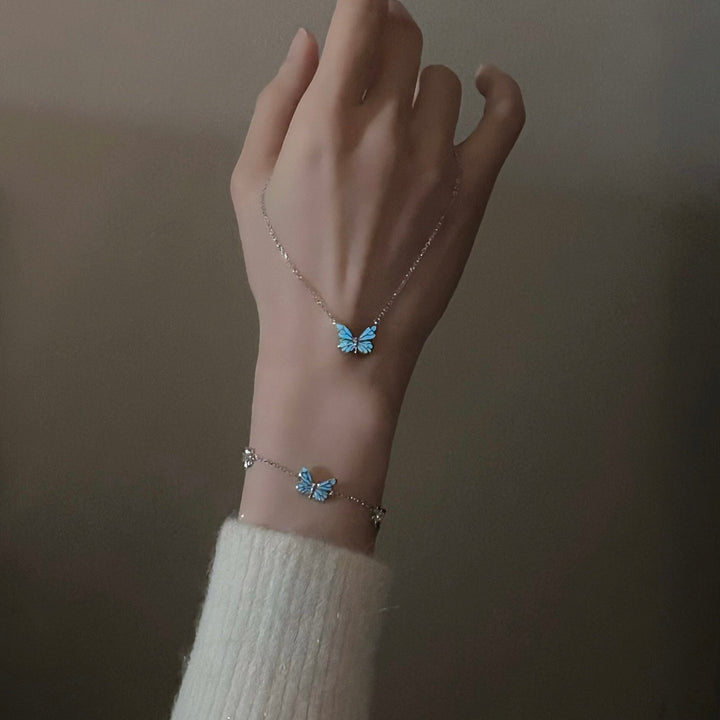 Bracelet papillon bleu lumineux