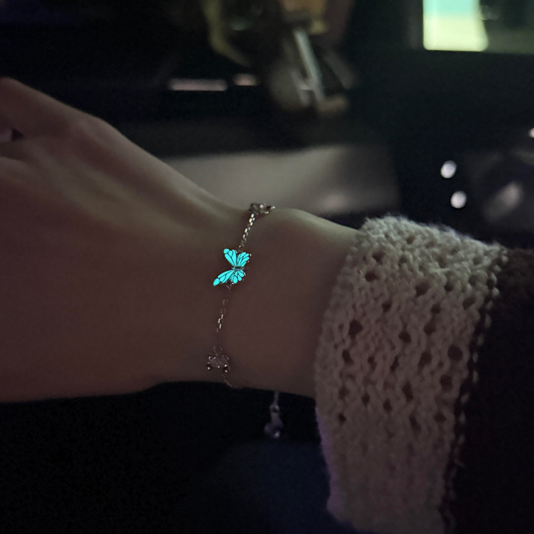 Bracelet papillon bleu lumineux