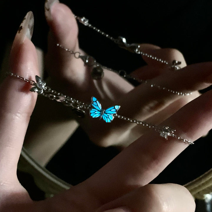 Bracelet papillon bleu lumineux