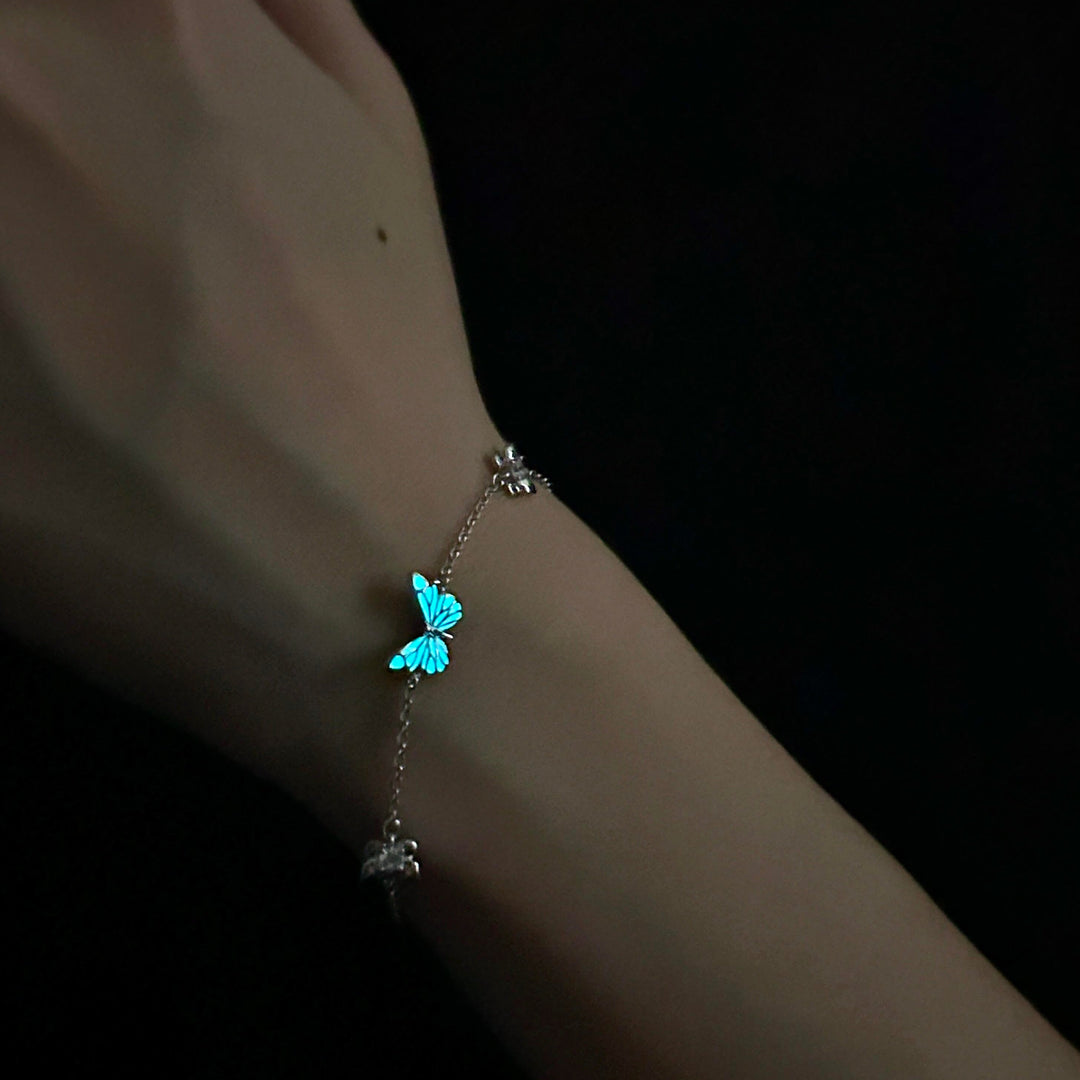 Bracelet papillon bleu lumineux