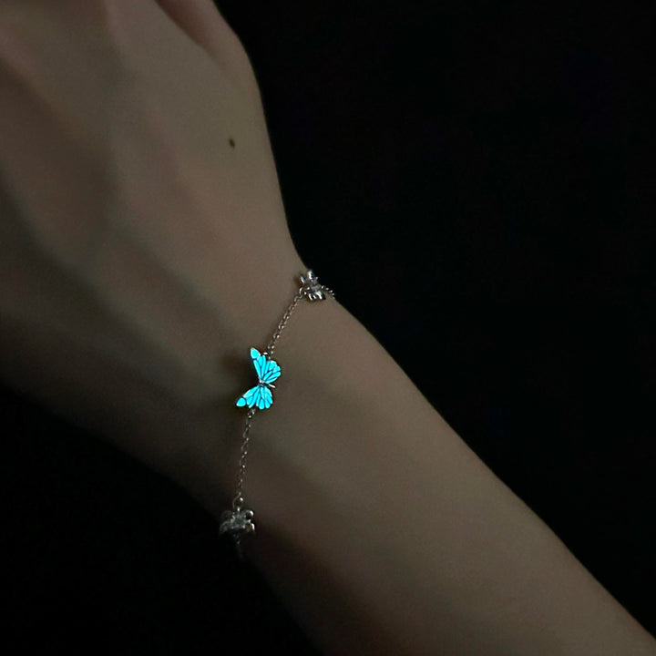 Bracelet papillon bleu lumineux
