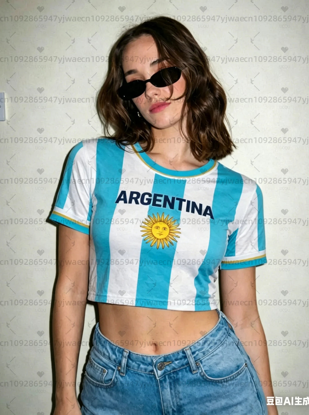 Maillot de football féminin à motif argentin et esprit cheerleader
