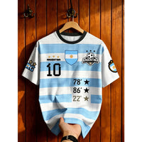 T-shirt femme rayé à manches courtes imprimé argentin