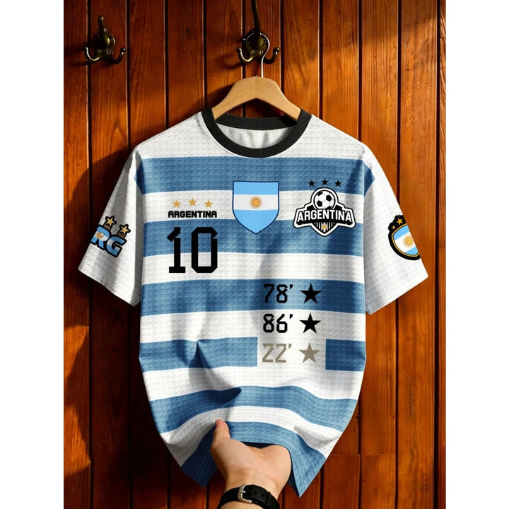 T-shirt femme rayé à manches courtes imprimé argentin
