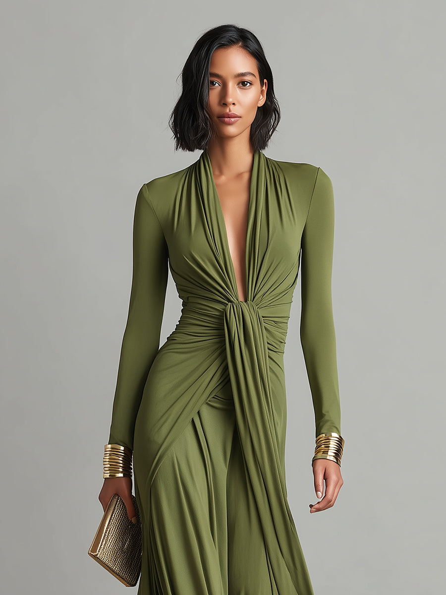 Robe maxi en soie Oliv à décolleté en V
