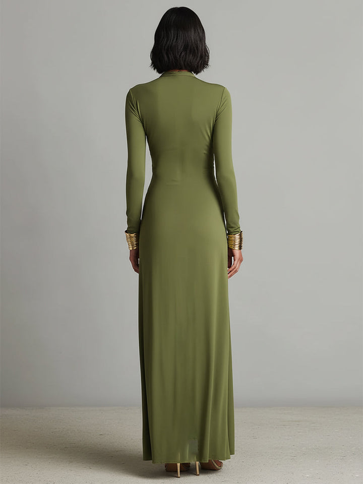 Robe maxi en soie Oliv à décolleté en V