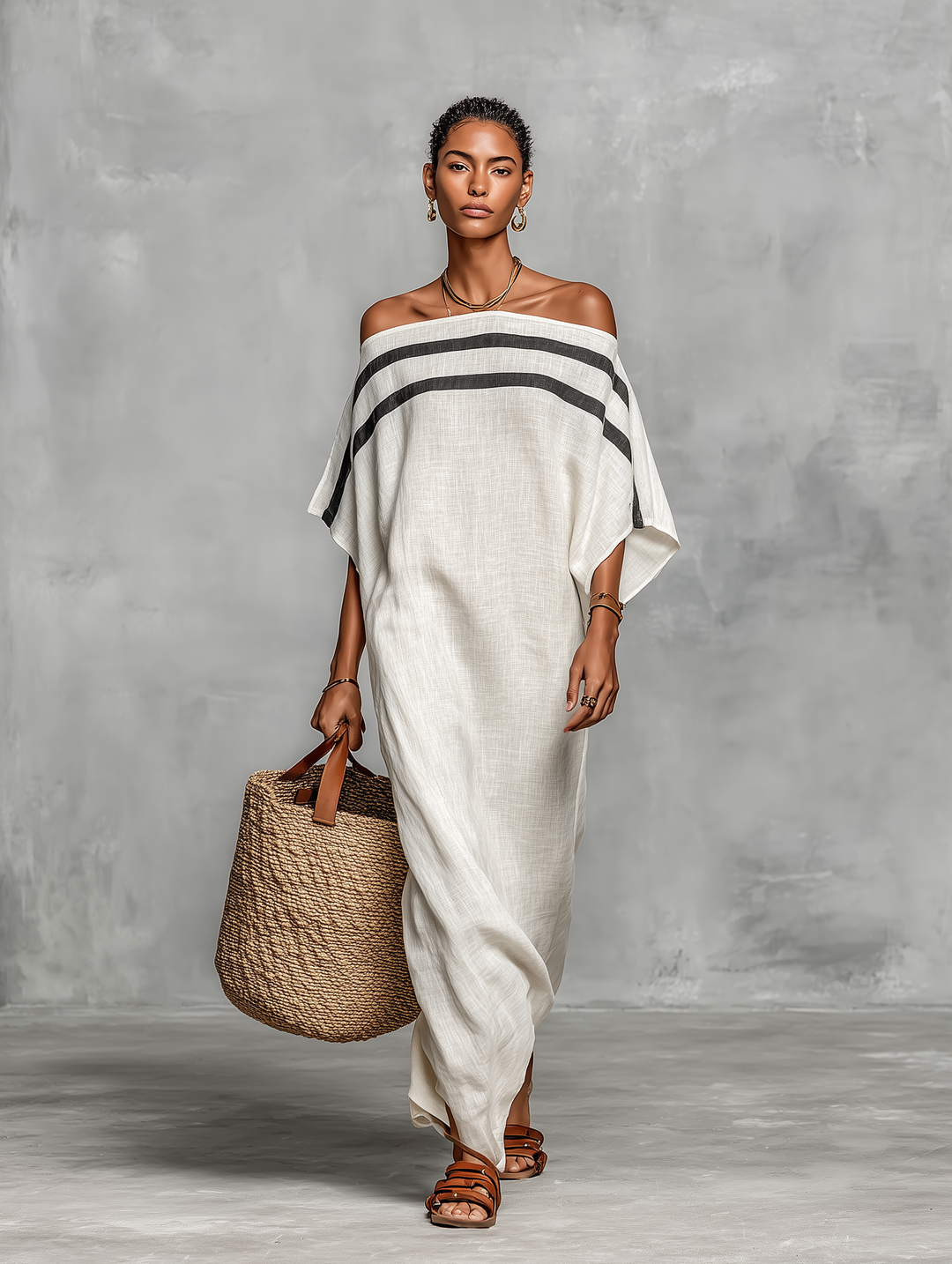Robe maxi en lin minimaliste