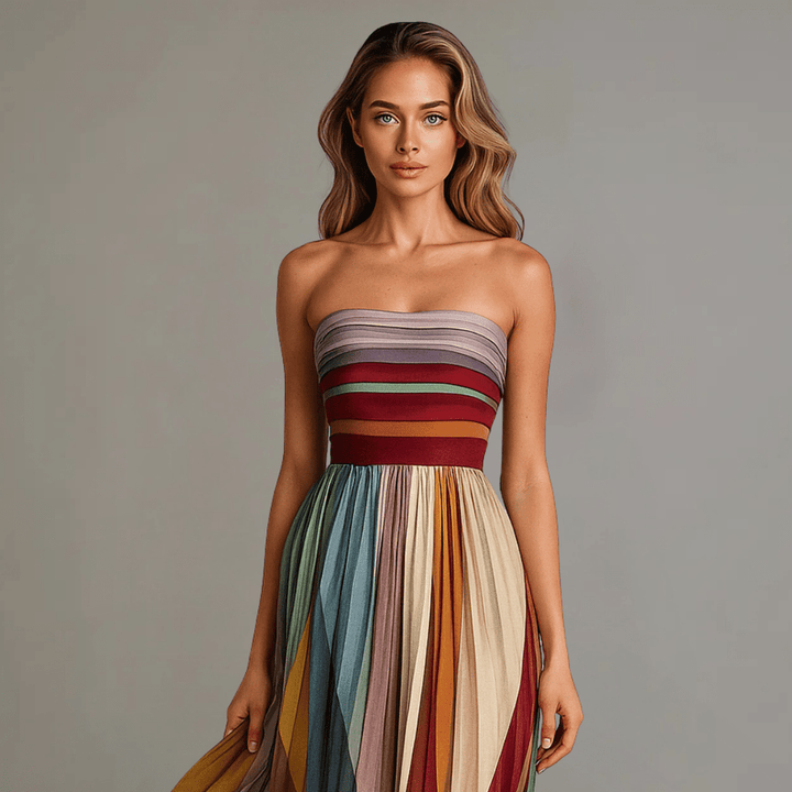 Robe longue multicolore sans manches