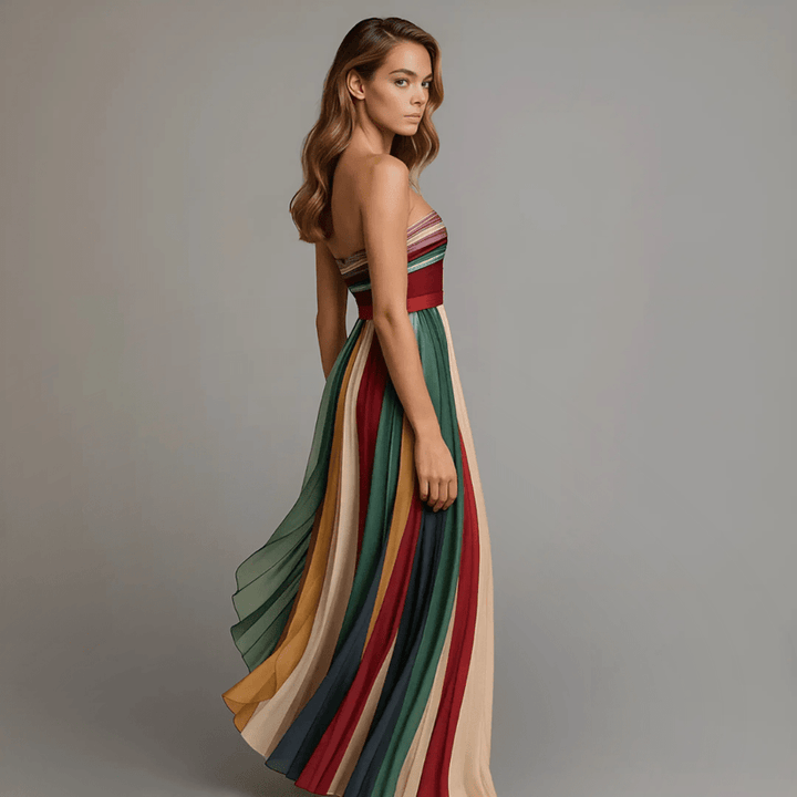 Robe longue multicolore sans manches
