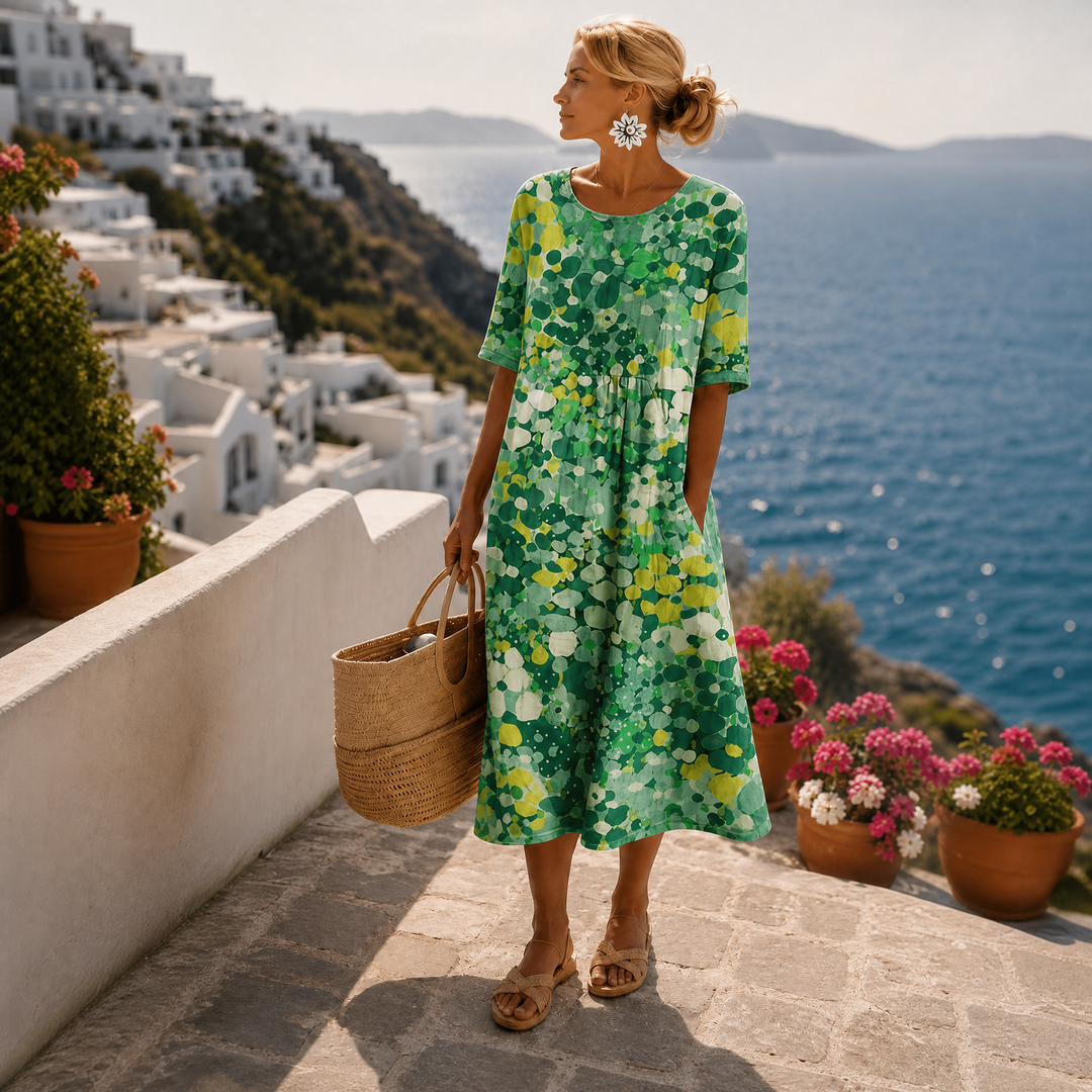 Elena | Robe midi fleurie légère et fluide