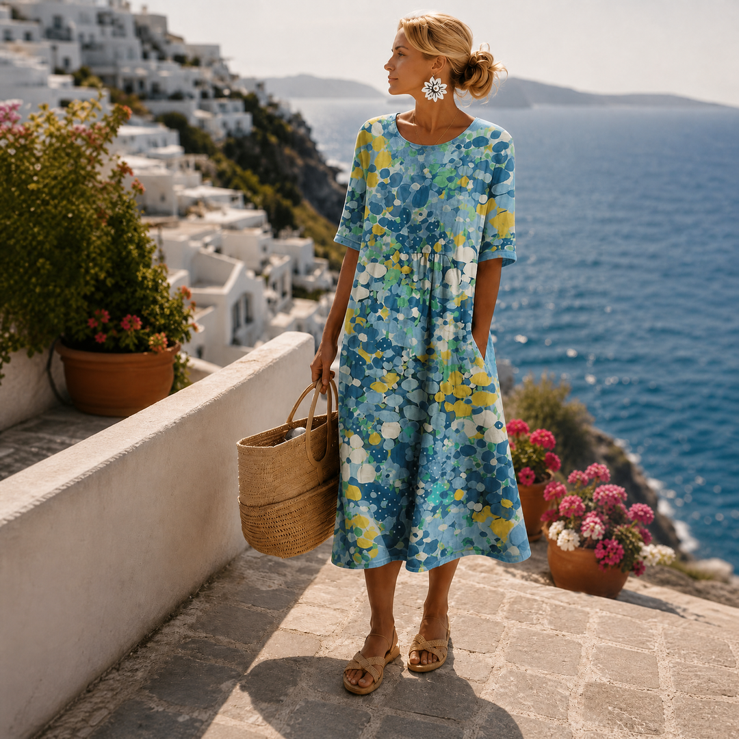 Elena | Robe midi fleurie légère et fluide