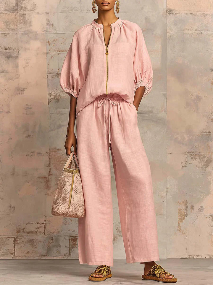 Alba | Ensemble en deux pièces : chemise au style décontracté et pantalon à jambes larges